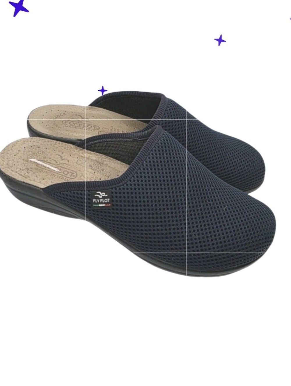 Fly Flot Womans Slip On Mesh Mule Clog Sandal Size 8 - 8.5 Navy Blue Comfort